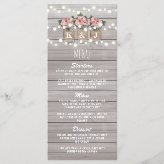 Rustiek Bloemen Mason Jar Menu (Voorkant)