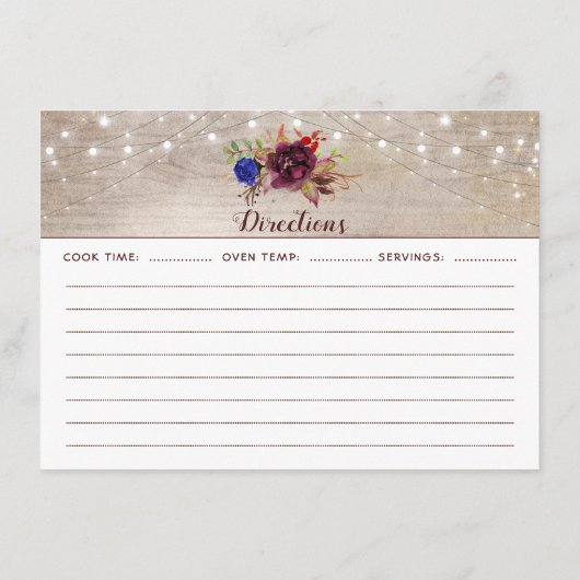 Rustiek Bloemen Mason Jar Vrijgezellenfeest Recept Informatiekaartje (Achterkant)