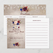 Rustiek Bloemen Mason Jar Vrijgezellenfeest Recept Informatiekaartje (Voorkant / Achterkant)