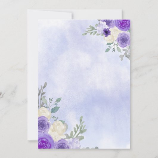 Rustiek Bloemen Paarse Lila Vlinders Baby shower Kaart (Achterkant)