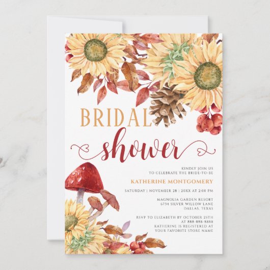 Rustiek Bloemen Paddestoel Zonnebloemen Vrijgezell Kaart (Voorkant)