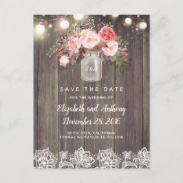 Rustiek Bloemen Roze Save the Date Aankondigingskaart
