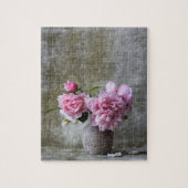 Rustiek Bloemen Stilleven met Roze Pioenen Legpuzzel (Verticaal)