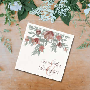 Rustiek Bloemen Terracotta & Foliage Bruiloft Servet