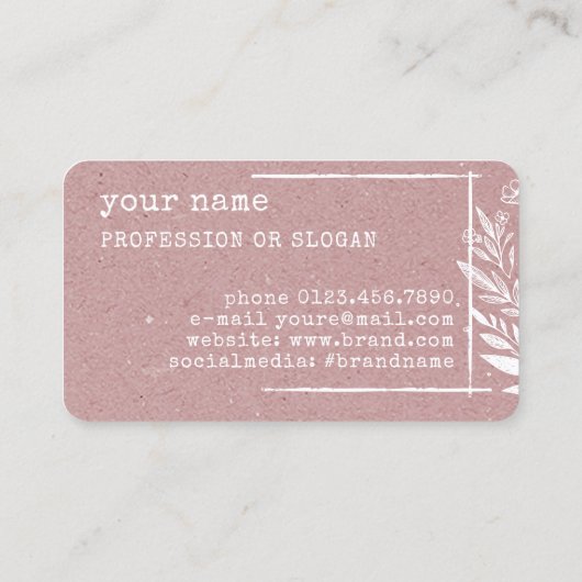 Rustiek Bloemenboetiek Bloem Kraft Papier Roos Visitekaartje (Achterkant)