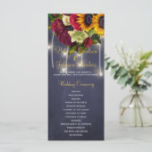 Rustiek bloemenbordeaux krijtbord bruiloft program programmakaart (Staand voorkant)