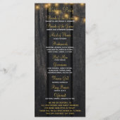 Rustiek bloemenbordeaux schuur hout bruiloft progr programmakaart (Achterkant)