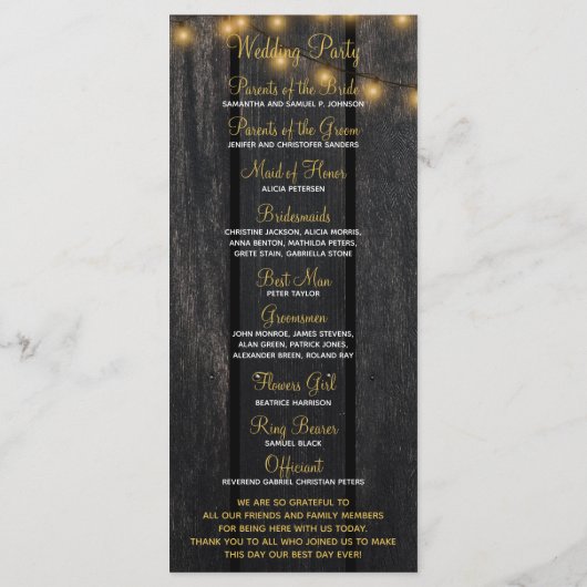 Rustiek bloemenbordeaux schuur hout bruiloft progr programmakaart (Achterkant)