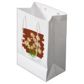 Rustiek bloemendesign op bruine achtergrond medium cadeauzakje (Voorkant Gekanteld)