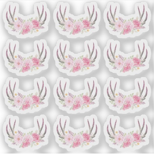 Rustiek Bloemengewei Blush Roze Elegant 12-delig Sticker (Voorkant)