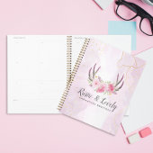 Rustiek Bloemengewei Blush Roze & Goud Marmer Planner