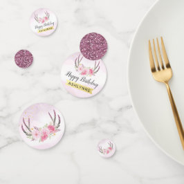 Rustiek Bloemengewei Blush Roze & Goud Verjaardag Confetti