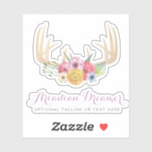 Rustiek Bloemengewei Pastel Waterverf naam Logo Sticker (Vel)