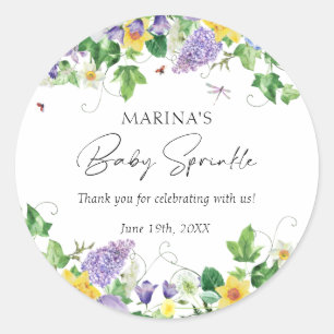 Rustiek bloemengroen Baby Sprinkle Ronde Sticker