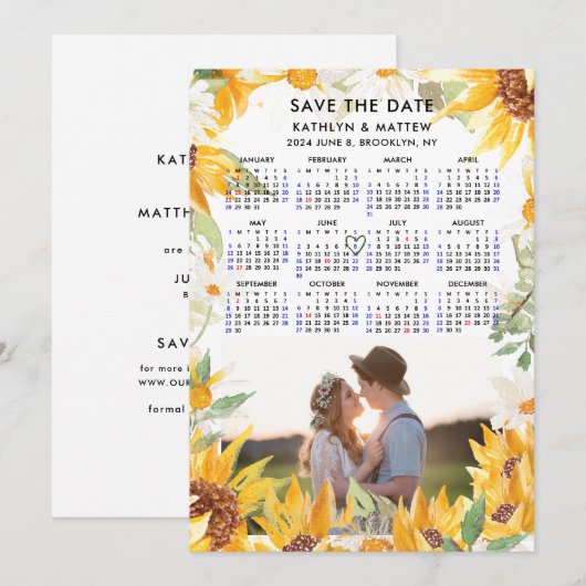 Rustiek bloemengroen Eenvoudige foto Save the Date (Voorkant / Achterkant)