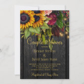 Rustiek bloemenhout bordeaux winter paar douche kaart (Voorkant)