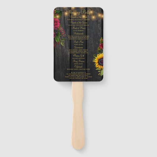 Rustiek bloemenhout string verlichting bruiloft pr handwaaier (Achterkant)