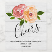 Rustiek bloemenhouten bruiloft wijn label etiket (Enkel label)