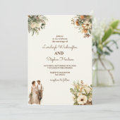 Rustiek bloemenhuwelijk met moderne elegantie kaart (Staand voorkant)