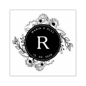 Rustiek bloemenhuwelijk monogram rubberstempel (Afrduk)