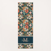 rustiek bloemenpatroon marinenaam monogram yogamat (Voorkant)