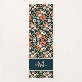 rustiek bloemenpatroon marinenaam monogram yogamat