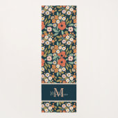 rustiek bloemenpatroon marinenaam monogram yogamat (Achterkant)