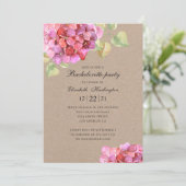 Rustiek bloemenvrijgezellenfeest. Roze bloemen Kaart (Staand voorkant)