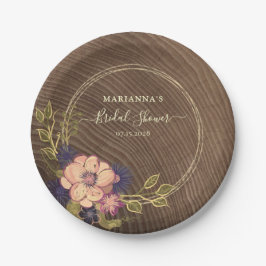 Rustiek Bloemhout Vrijgezellenfeest Papieren Bordje