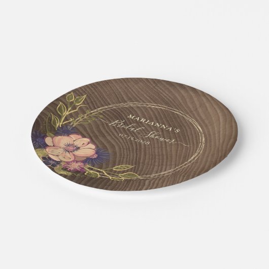 Rustiek Bloemhout Vrijgezellenfeest Papieren Bordje (Gekanteld)