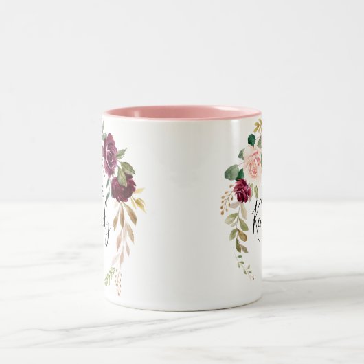 Rustiek bloemig botanisch gebladerte mevrouw Pas g Tweekleurige Koffiemok (Center)