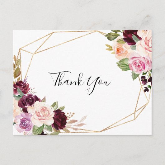 Rustiek bloemig en botanisch gebladerte dank u briefkaart (Voorkant)