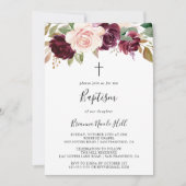 Rustiek bloemig en botanisch gebladerte doop kaart (Voorkant)