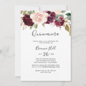 Rustiek bloemig en botanisch gebladerte Quinceañer Kaart (Voorkant)