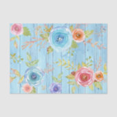  rustiek bloemig waterverf land blauw hout tissuepapier (Voorkant)