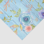  rustiek bloemig waterverf land blauw hout tissuepapier (Detail)