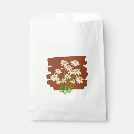 Rustiek bloemmotief op bruine achtergrond bedankzakje (Voorkant)
