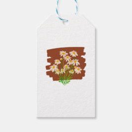 Rustiek bloemmotief op bruine achtergrond cadeaulabel