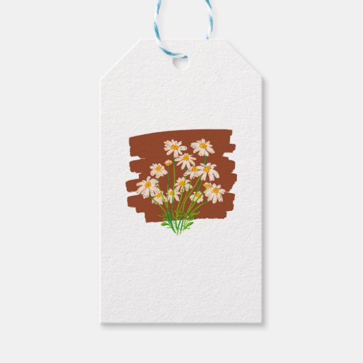 Rustiek bloemmotief op bruine achtergrond cadeaulabel (Voorkant)