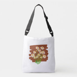 Rustiek bloemmotief op bruine achtergrond crossbody tas