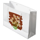 Rustiek bloemmotief op bruine achtergrond groot cadeauzakje (Voorkant Gekanteld)