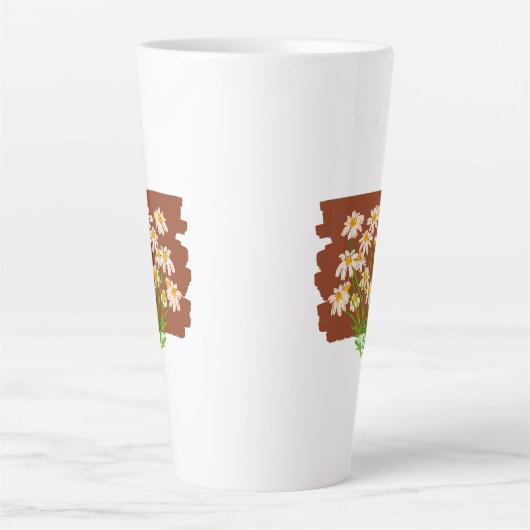 Rustiek bloemmotief op bruine achtergrond latte mok (Voorkant)
