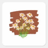 Rustiek bloemmotief op bruine achtergrond vierkante sticker (Voorkant)