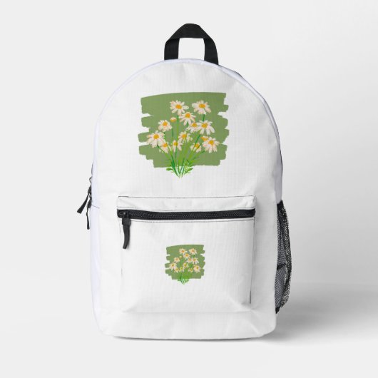 Rustiek bloemmotief op groene achtergrond bedrukte rugzak (Voorkant)