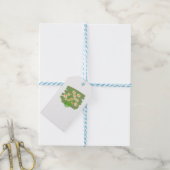 Rustiek bloemmotief op groene achtergrond cadeaulabel (Met Touw)