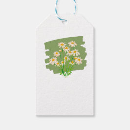 Rustiek bloemmotief op groene achtergrond cadeaulabel