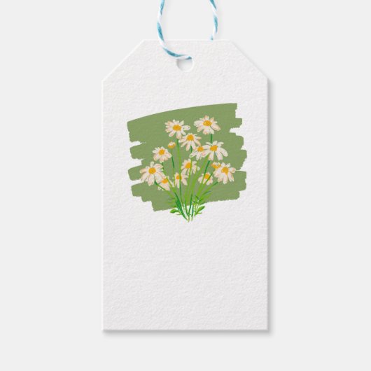 Rustiek bloemmotief op groene achtergrond cadeaulabel (Voorkant)