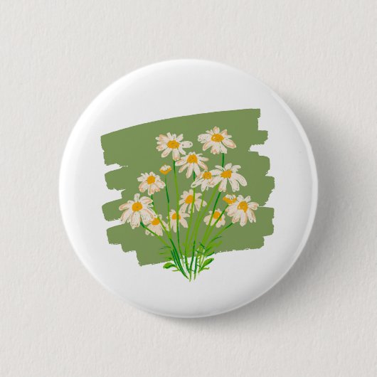 Rustiek bloemmotief op groene achtergrond ronde button 5,7 cm (Voorkant)