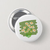 Rustiek bloemmotief op groene achtergrond ronde button 5,7 cm (Voorkant /achterkant)