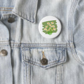 Rustiek bloemmotief op groene achtergrond ronde button 5,7 cm (In situ)